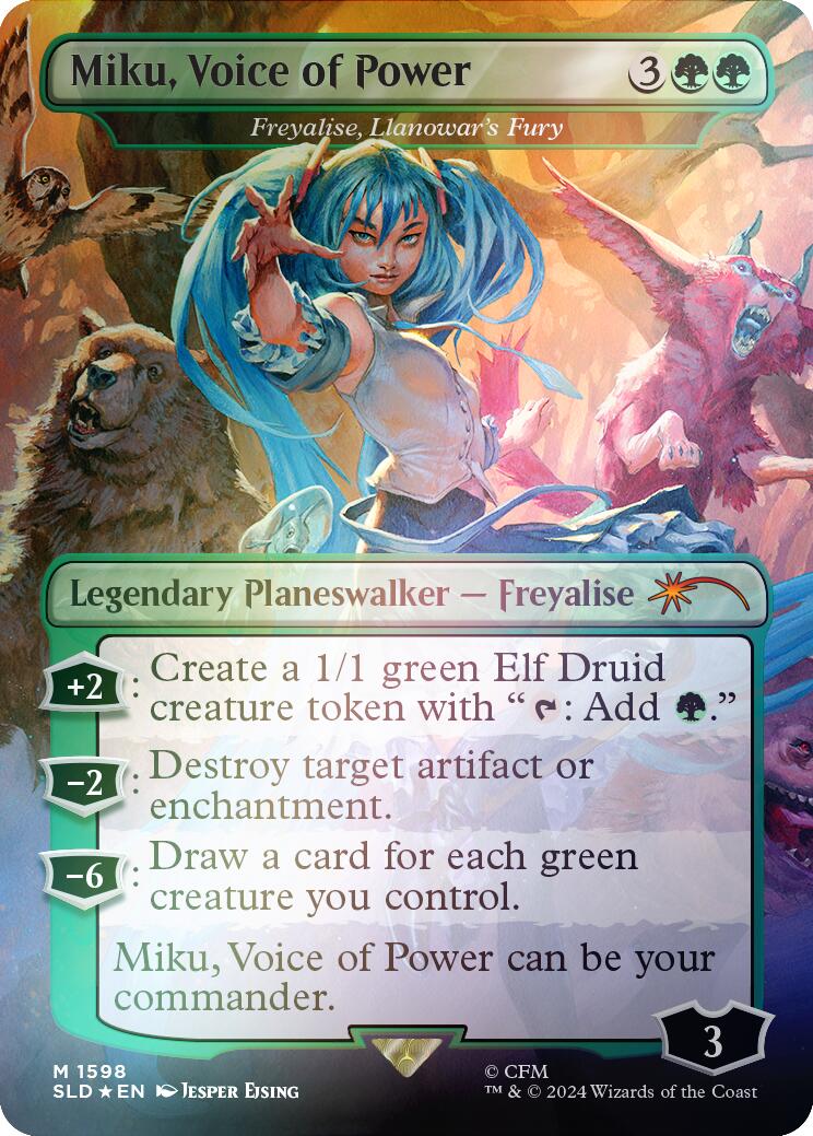 Miku, Voice of Power - Freyalise, Llanowar's Fury (Rainbow Foil)