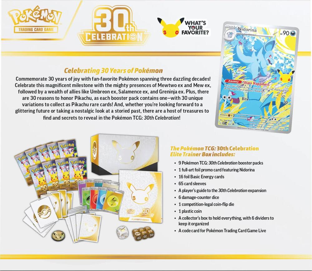 Pokemon: 30th Celebration Elite Trainer Box - ME: 30th Celebration (30C)